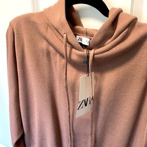 NEW! ZARA - cropped hoodie sweater, light brown, M